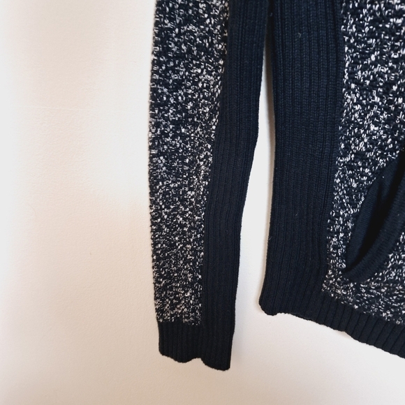 Loft Black Tweed Asymmetrical Full Zip Moto Sweater Jacket Size Small - Picture 7 of 11